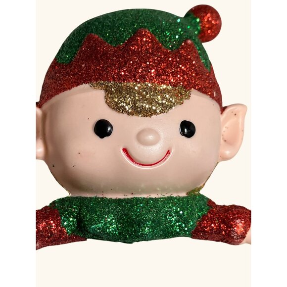 Holiday Time Glitter Elf Christmas Ornaments Set Of 2 Red & Green - Picture 9 of 9